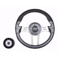 Руль PRETECH HD-5166F 330мм, PU, спицы серебро, карбон