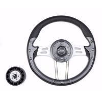 Руль PRETECH HD-5166F 330мм, PU, спицы серебро, карбон