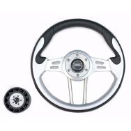Руль PRETECH HD-5166G 330мм, PU, спицы серебро, серый