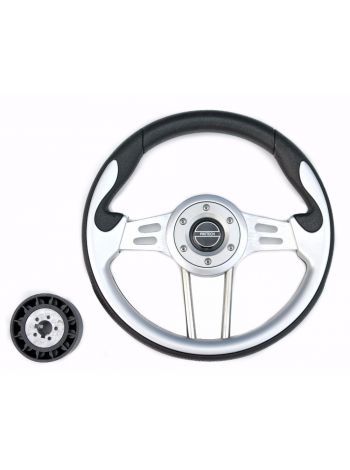 Руль PRETECH HD-5166G 330мм, PU, спицы серебро, серый