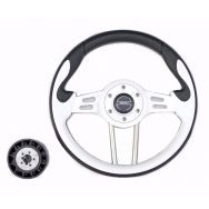 Руль PRETECH HD-5166G 330мм, PU, спицы серебро, белый