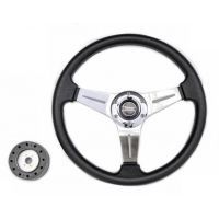 Руль PRETECH QC-5125 330мм, PU, спицы хром
