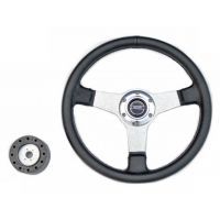 Руль PRETECH QC-5125D 330мм, PU, спицы алюминий
