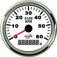 Тахометр с моточасами ECMS CMH3-WS-3K 85мм белый (Серия Эконом)