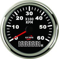 Тахометр с моточасами ECMS CMH3-BS-3K 85мм черный(Серия Эконом)